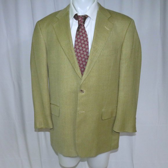 Gieves & Hawkes Claridge Silk Blend Barley Herringbone Two Button Sport Coat 42R - Picture 2 of 11